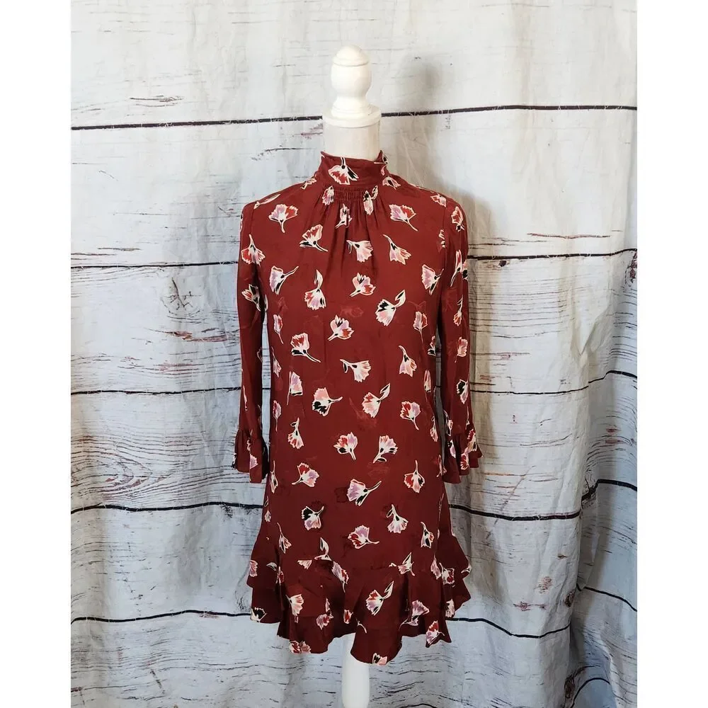 Rebecca Taylor Ikat Paintbrush Silk Dress Size 0 - Picture 3 of 8